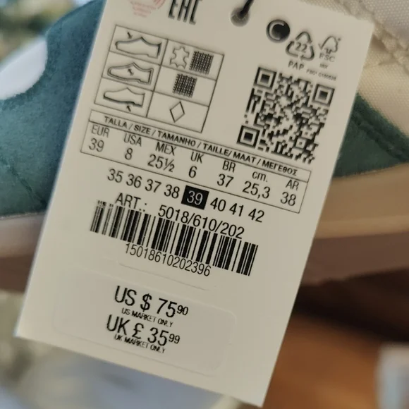 Zara White & Teal Suede-Trim Low-Top Sneakers - Picture 2 of 10